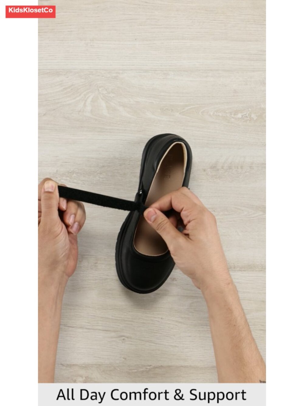Girls Closed Toe Maryjane Flats with Hook-and-Loop Strap - Picture 5 of 5